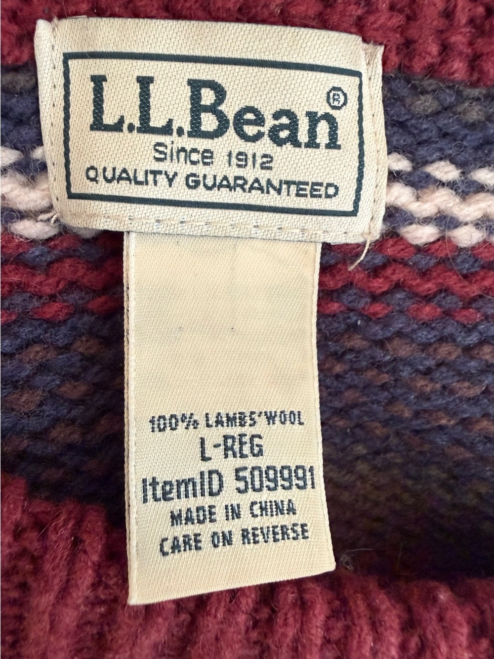 L.L. Bean 100% Lambs Wool Men's Multicolor Striped Sweater Size L - Picture 7 of 8